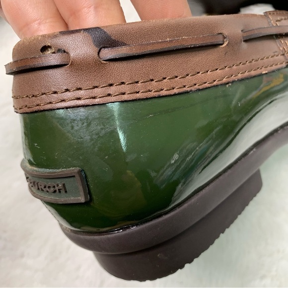 Tory Burch Women's Matthew Duck Boots 8 Green Brown Leather Rubber Rain Shoes - Picture 13 of 16